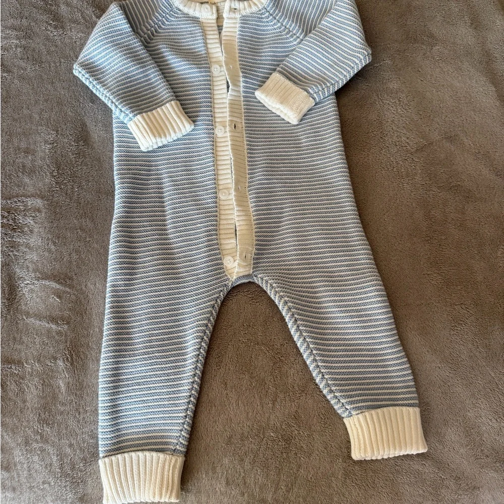🆕First Impressions Blue and White Striped Footie nwt